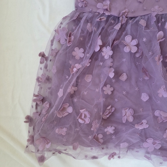 Trixxi Lavender 3D Floral Appliqué Tulle Babydoll Top - Picture 6 of 10